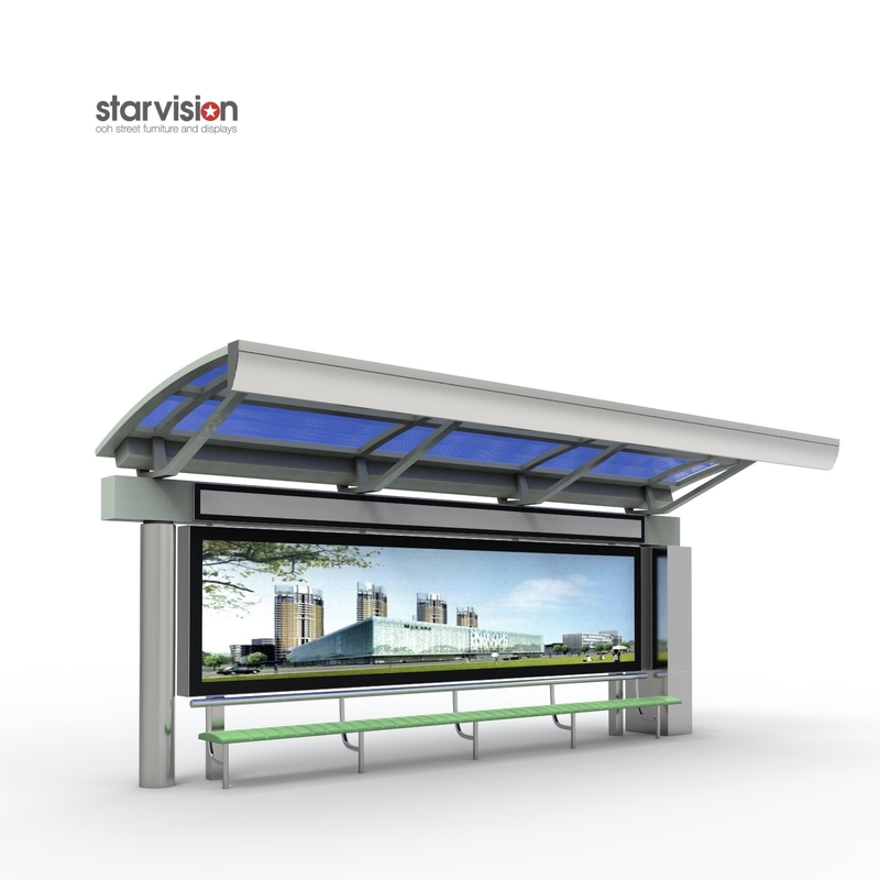 Starvision Stainless Steel LED Illuminated Smart Bus Shelter With Bench For Urban City